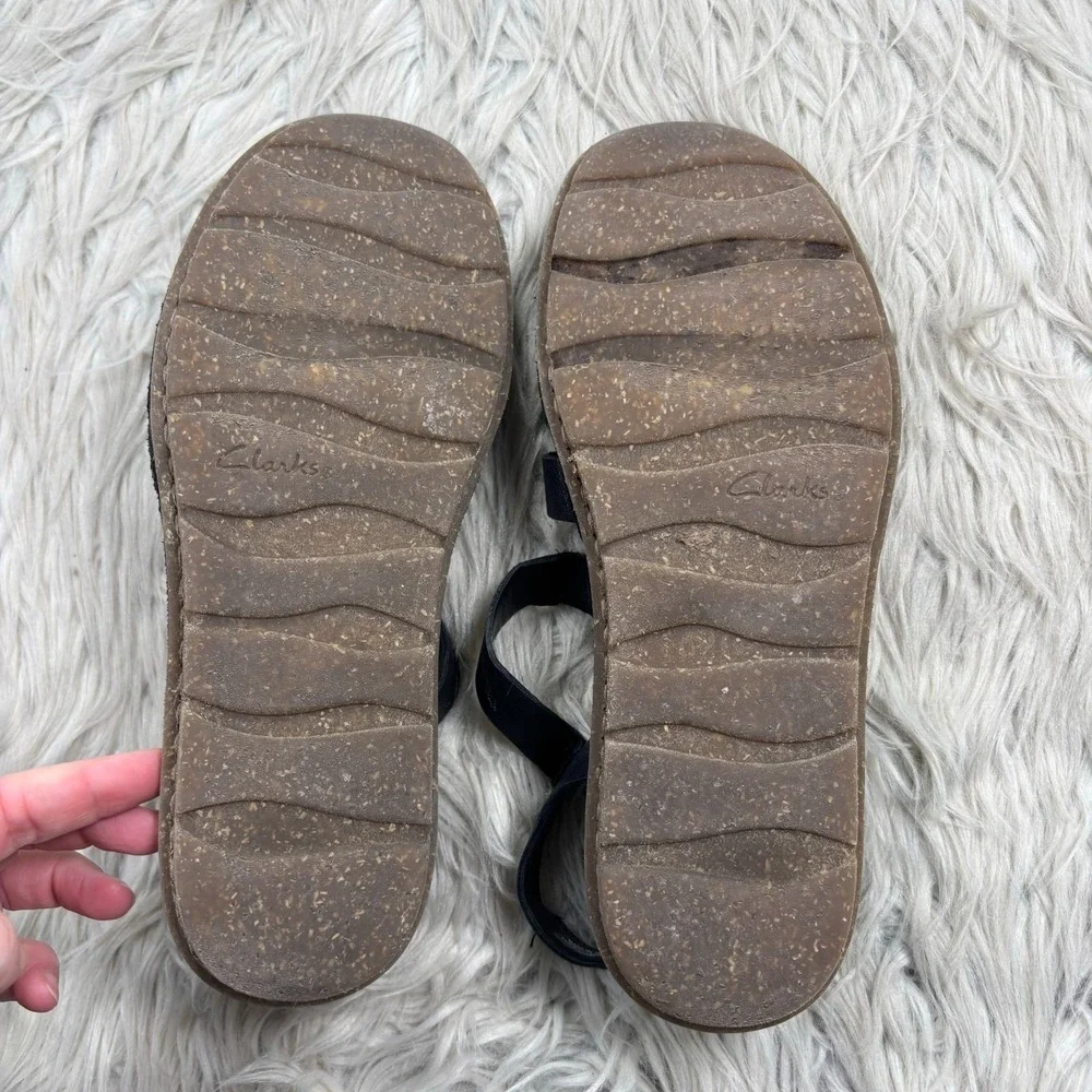 Clarks Women's 8 Black Leather Fisherman Sandals Coastal Preppy Nautical - Picture 5 of 5